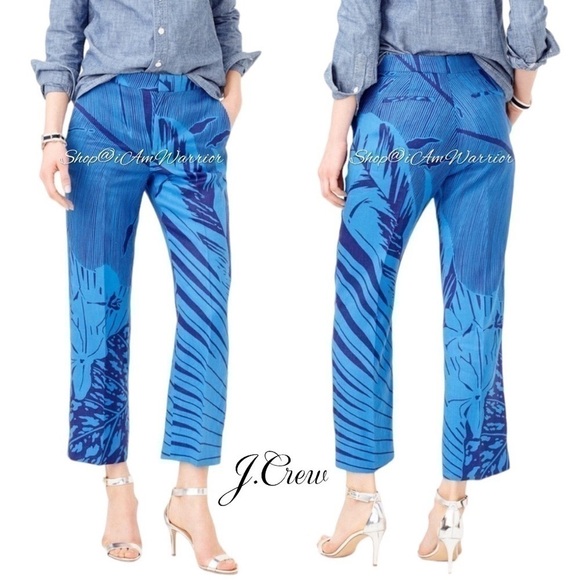 J.Crew NWT 2PC palm frond print silk top & matching linen pants *shop@iamwarrior - Picture 4 of 17